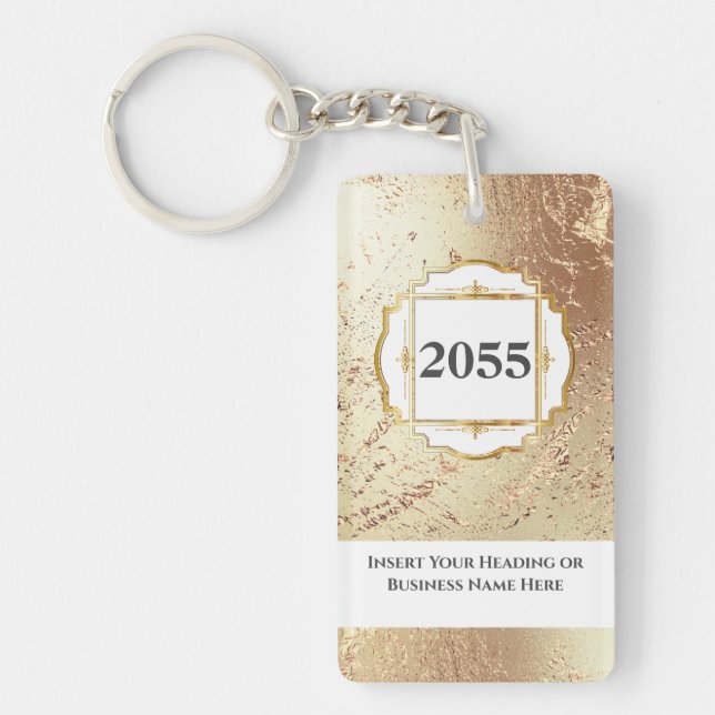 Marble faux gold black white geode gemstone keychain (Front)