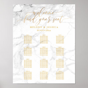 Marble+Faux Gold Script PixDezines Seating Chart