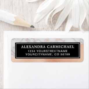 Marble Faux Rose Gold Adresse de retour Label