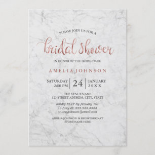 Marble Faux Rose Gold Bridal Shower Invitation