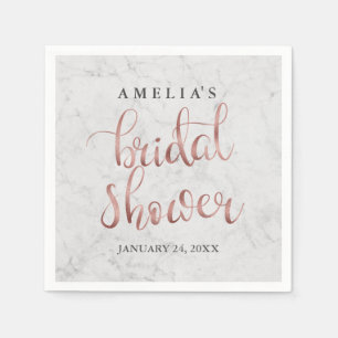 Marble Faux Rose Gold Bridal Shower Napkin