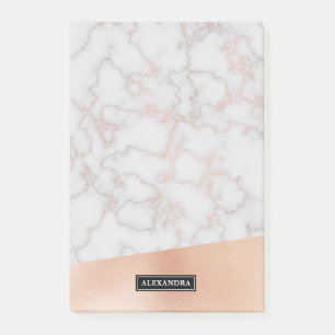 Marble Faux Rose Gold Nom personnalisé Post-it Not