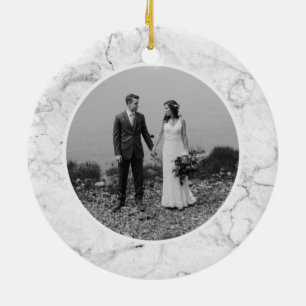 Marble First Christmas as Mr & Mrs Personal Photo Ceramic Ornament