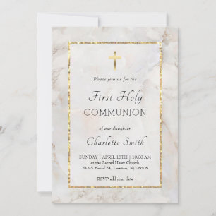 marble First Communion Invitation