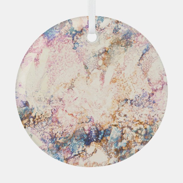 Marble Fluid Abstract Pattern Glass Ornament (Front)