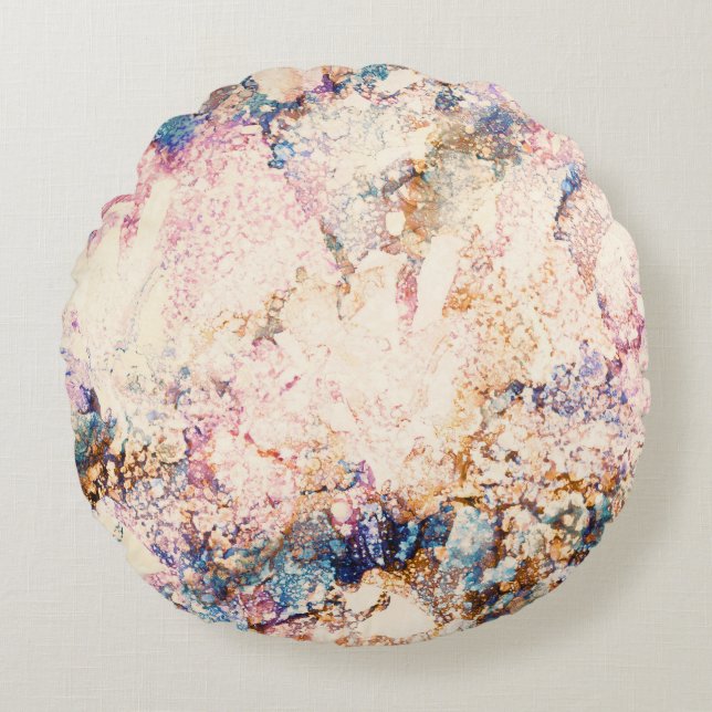Marble Fluid Abstract Pattern Round Pillow (Front)
