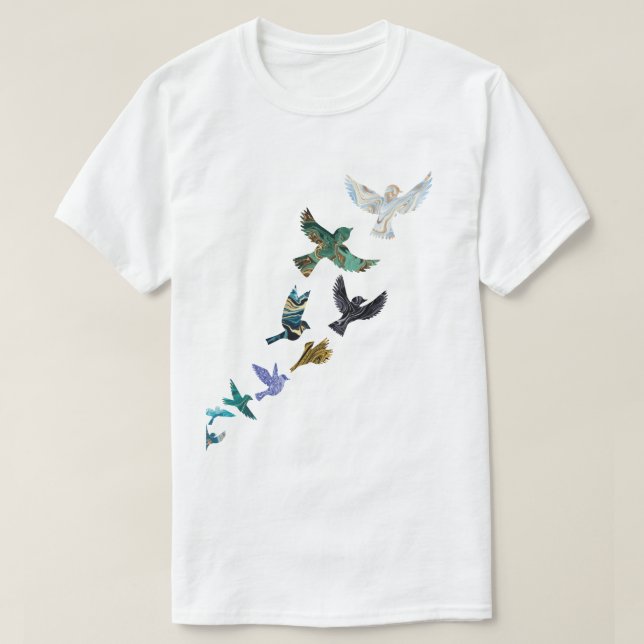 Marble Flying birds T-Shirt (Design Front)