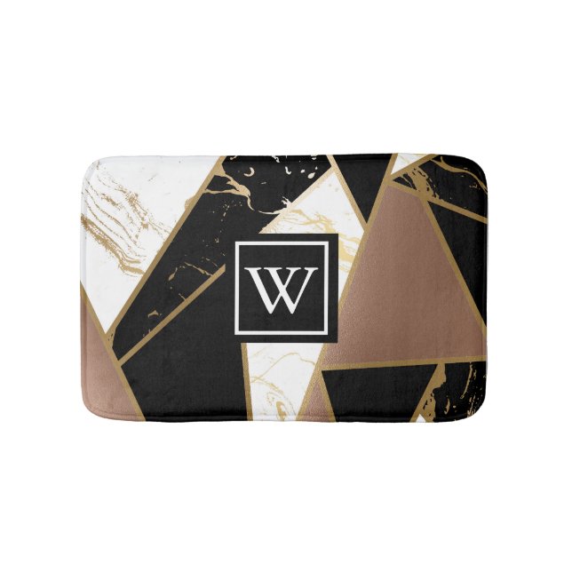 Marble Foil Geometric Mosaic Bath Mat (Front)