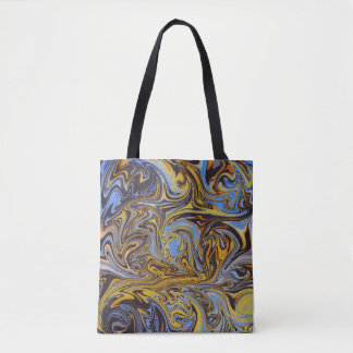Marble Forms – Blue & Gold Artistic Tote Bag