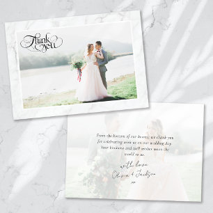 Marble Frame Photo Wedding Thank You Card