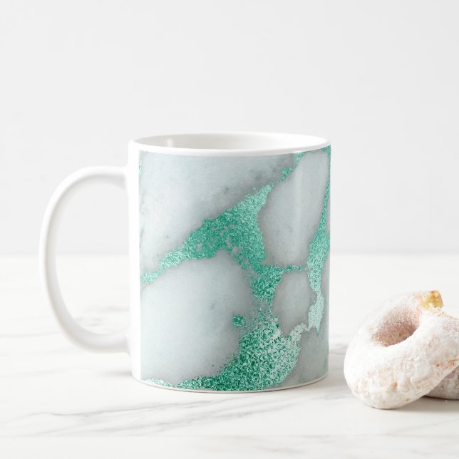 Marble Frosted Mint Green Glam Planner Coffee Mug (With Donut)