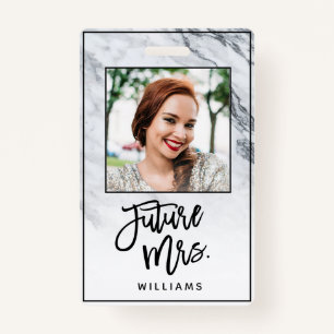 Marble Future Mrs. Bride Bachelorette Party Photo Badge
