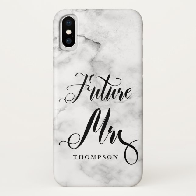 Marble Future Mrs Script Calligraphy Bride to be Case-Mate iPhone Case (Back)