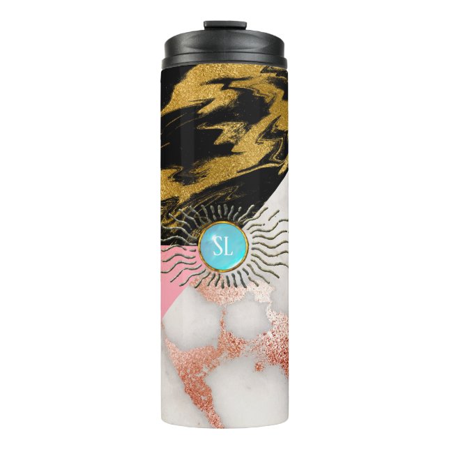 Marble Gemstone Monogram Thermal Tumbler (Front)