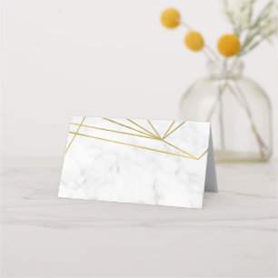 Marble Geometric Elegant Wedding Place Card