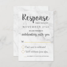Marble Geometric Elegant Wedding RSVP Card