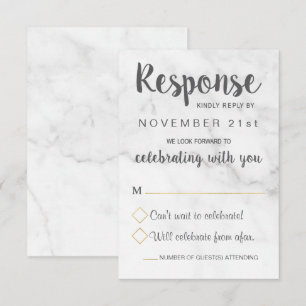 Marble Geometric Elegant Wedding RSVP Card