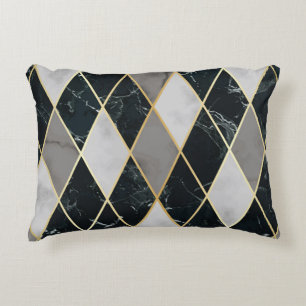 Marble Geometric: Gold Lines Luxury Accent Pillow