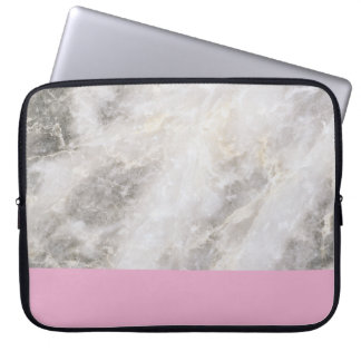 Marble Girly Minimal w/ Pink Colour Block Laptop Sleeve