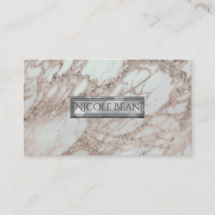 Marble Glam Rose Pink Gold Silver Designer Style Business Card