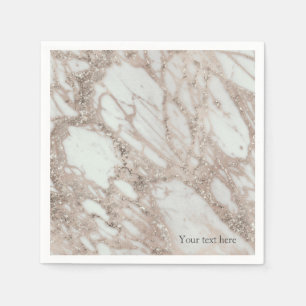 Marble Glam Rose Pink Gold Silver Designer Style Napkin
