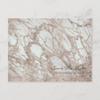 Marble Glam Rose Pink Gold Silver Save the Date