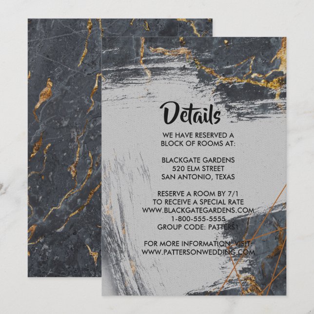 Marble Glitter Geometric Enclosure Invitation (Front/Back)