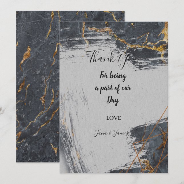 Marble Glitter Geometric thank you Invitation (Front/Back)