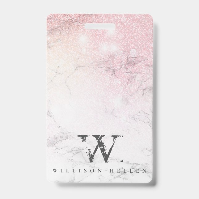Marble Glitter Luxury monogram Badge (Front)