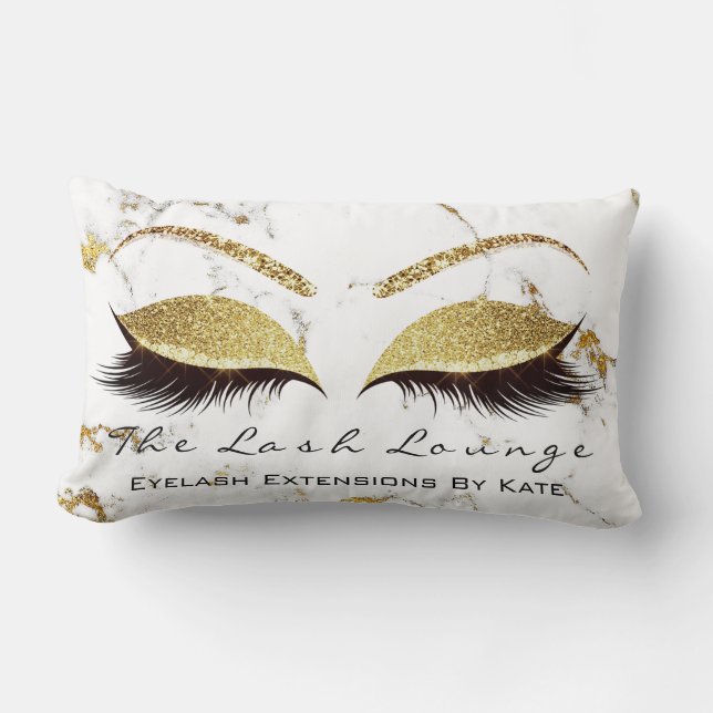Marble Glitter Makeup Lashes Eye Princess Gold Lumbar Pillow (Front)