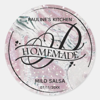 Marble Glitter Monogram P Homemade Product Labels