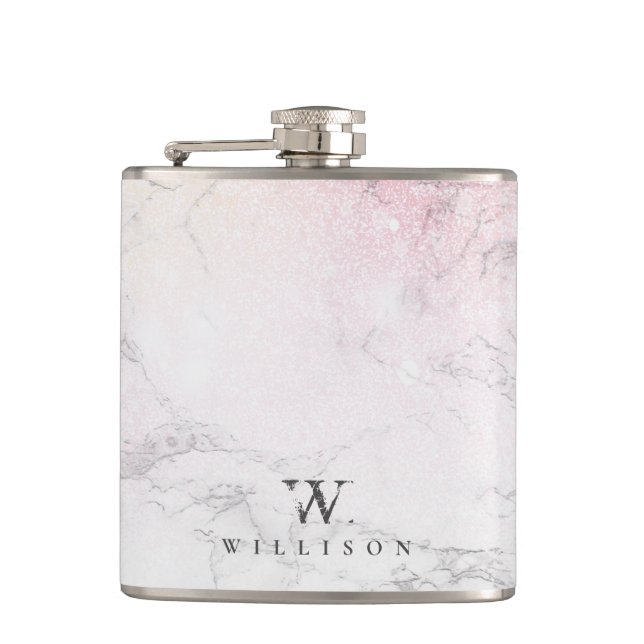 Marble Glitter Personalized design Hip Flask (Front)
