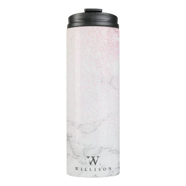 Marble Glitter Personalized design Thermal Tumbler (Front)