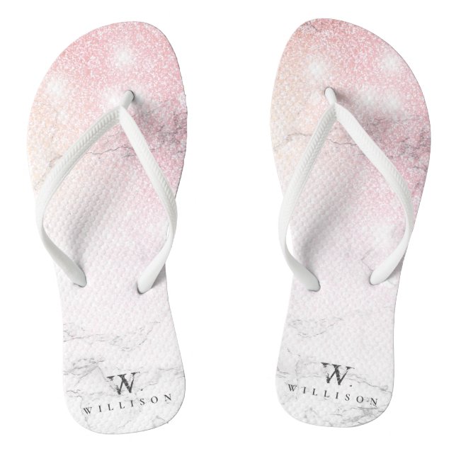 Marble Glitter Personalized Flip Flops (Footbed)