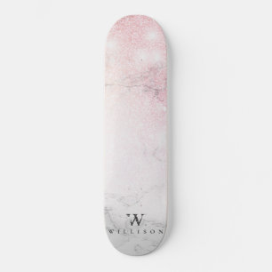 Marble Glitter Personalized Skateboard