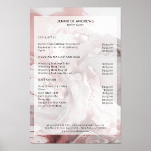 Marble Glitter Salon Price List Poster