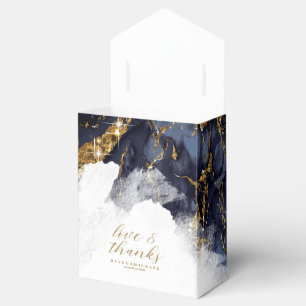 Marble Glitter Wedding Navy Blue Gold ID644 Favor Box