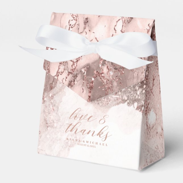 Marble Glitter Wedding Rose Gold ID644 Favor Box (Front Side)
