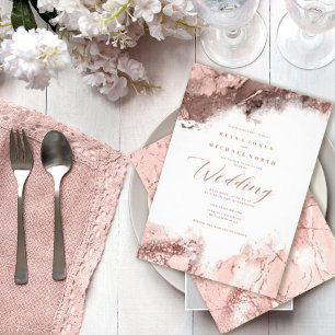 Marble Glitter Wedding Rose Gold ID644 Invitation