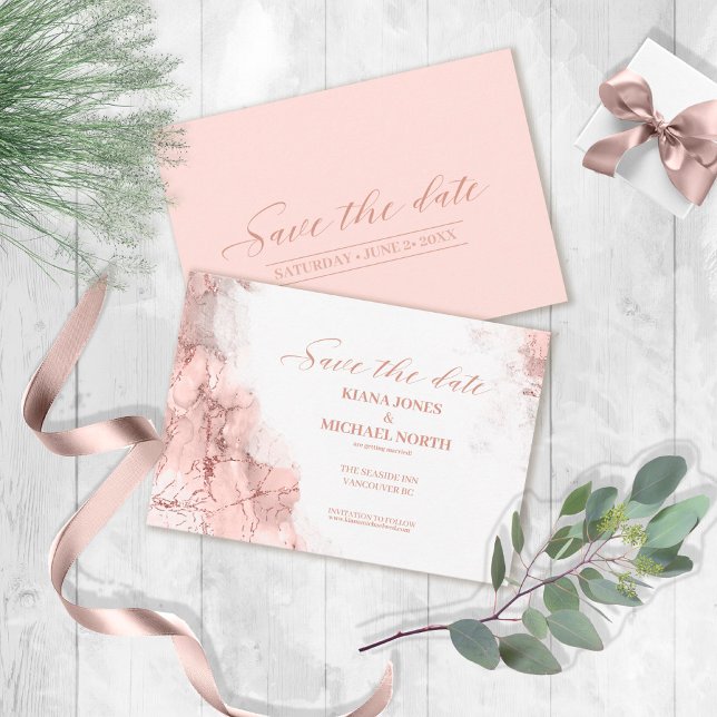 Marble Glitter Wedding Rose Gold ID644 Save The Date (Creator Uploaded)