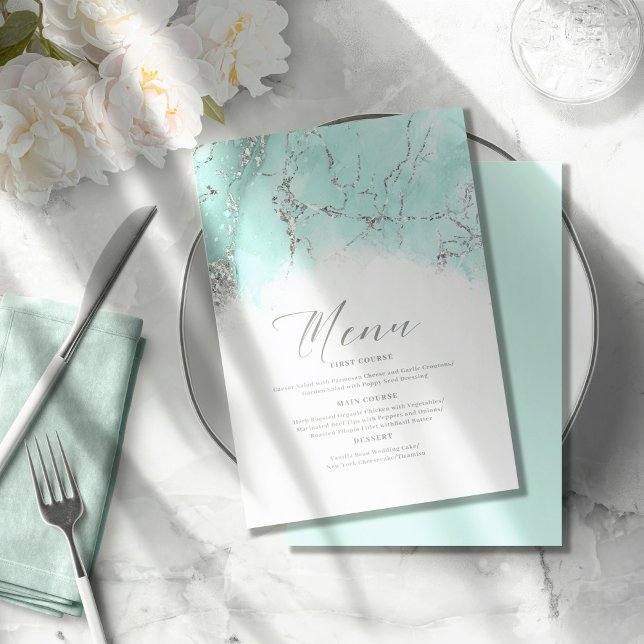 Marble Glitter Wedding Teal Silver ID644 (Creator Uploaded)