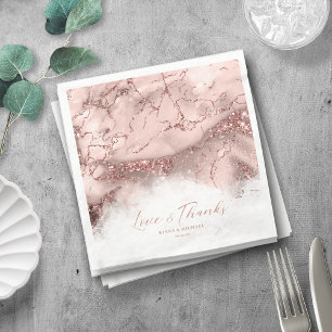 Marble Glitter Wedding Thanks Rose Gold ID644 Napkin