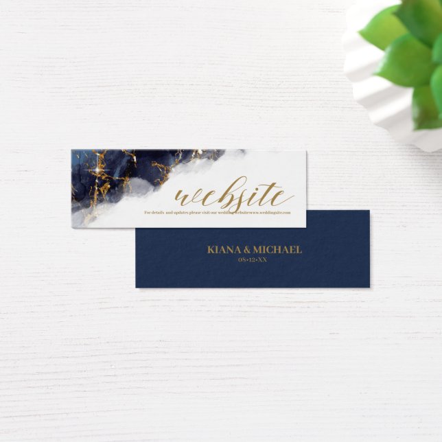 Marble Glitter Wedding Website Navy Bl Gold ID644 (Desk)