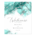 Marble Glitter Wedding Welcome Teal Silver ID644