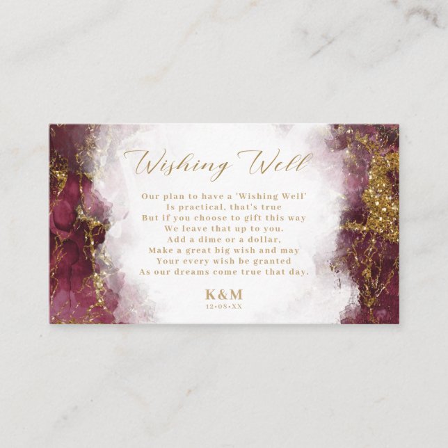 Marble Glitter Wishing Well V1 Burgundy ID644 Enclosure Card (Front)