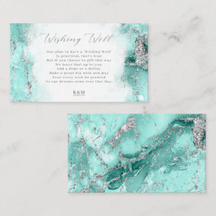 Marble Glitter Wishing Well V1 Teal ID644 Enclosure Card
