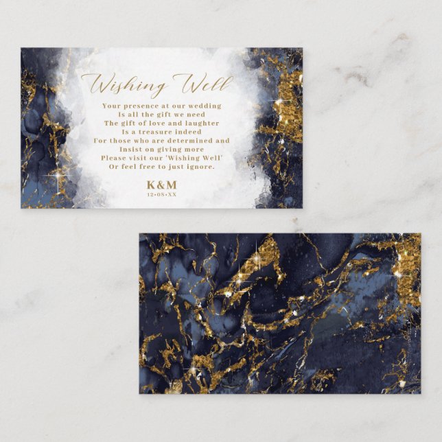 Marble Glitter Wishing Well V2 Navy Blue ID644 Enclosure Card (Front/Back)