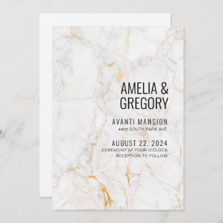 Marble Gold and Black Wedding Invitation