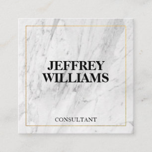 Marble Gold Border Square Business Card