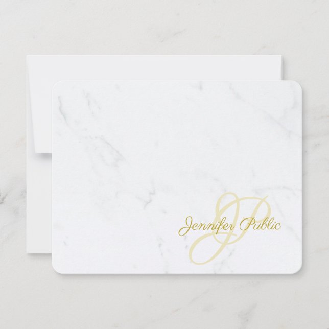 Marble Gold Calligraphy Script Text Modern Trendy Card (Front)